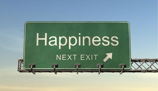 Happiness next exit road sign
